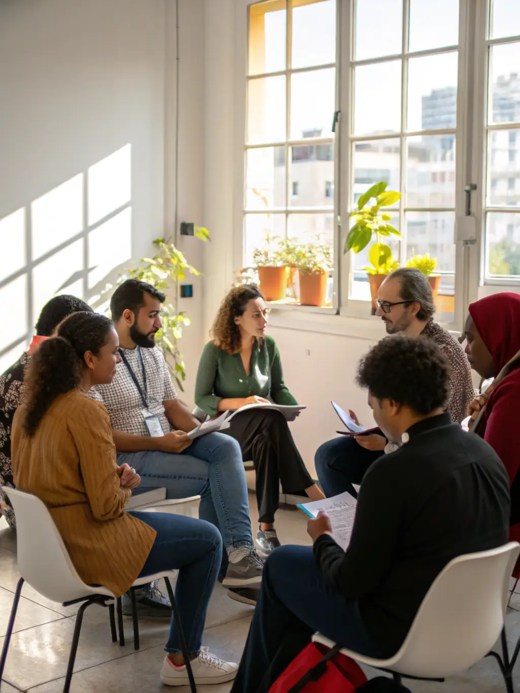 A coach leading an innovation workshop, with participants actively engaged in prototyping and testing new ideas. The atmosphere is energetic and collaborative, with a focus on creative problem-solving.